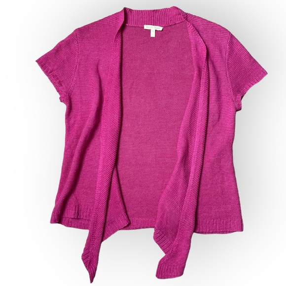 Eileen Fisher Tops - Eileen Fisher Cardigan Women's S Pink 100% Linen Short Sleeve Lagenlook